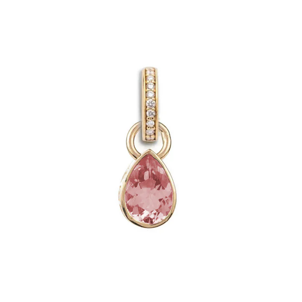 Forever & Always a Pair Pink Tourmaline Pear Pendant : in Yellow Gold with an Annex Link view 1