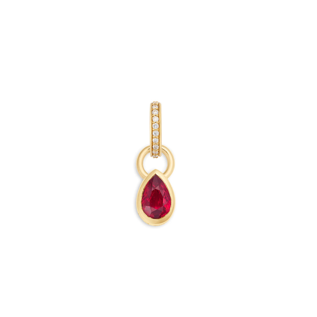 True Love | Forever & Always a Pair Pear Pendant | Ruby, 18K Yellow Gold view 2