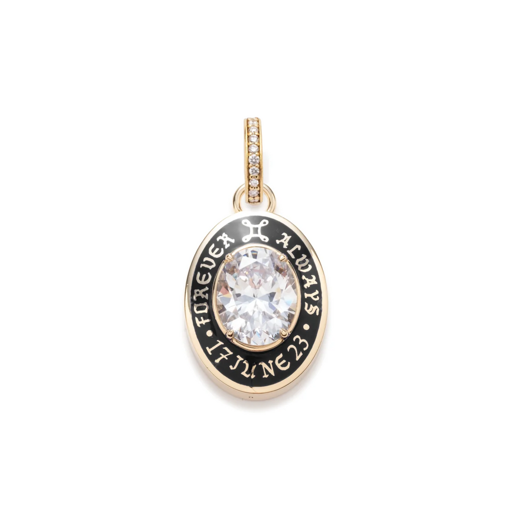 18K Yellow Gold True Love Cigar Band Pendant : in Yellow Gold and Black Ceramic with Diamond and an Annex Link – FoundRae view 3