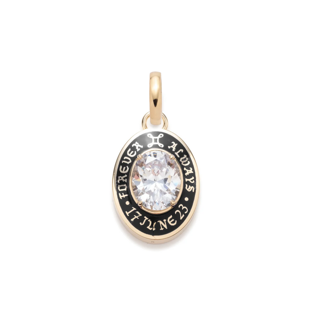 True Love Cigar Band Pendant : in Yellow Gold and Black Ceramic with Diamond and an Annex Link view 1