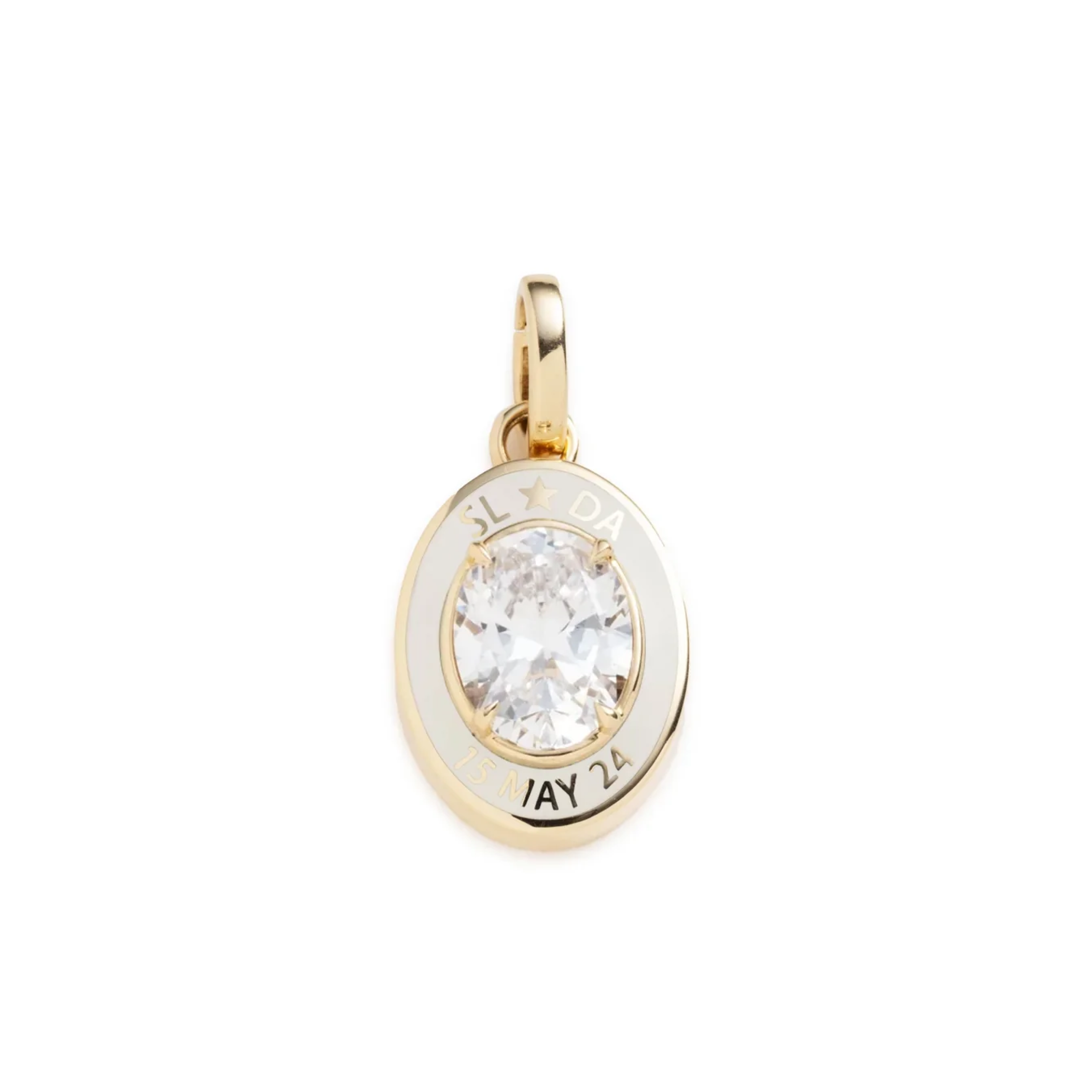 true love cigar band pendant : in yellow gold and cream ceramic with diamond and an annex link