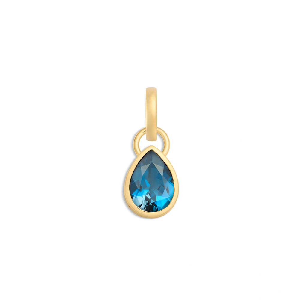 True Love | Forever & Always a Pair Pear Pendant | London Blue Topaz, 18K Yellow Gold view 1