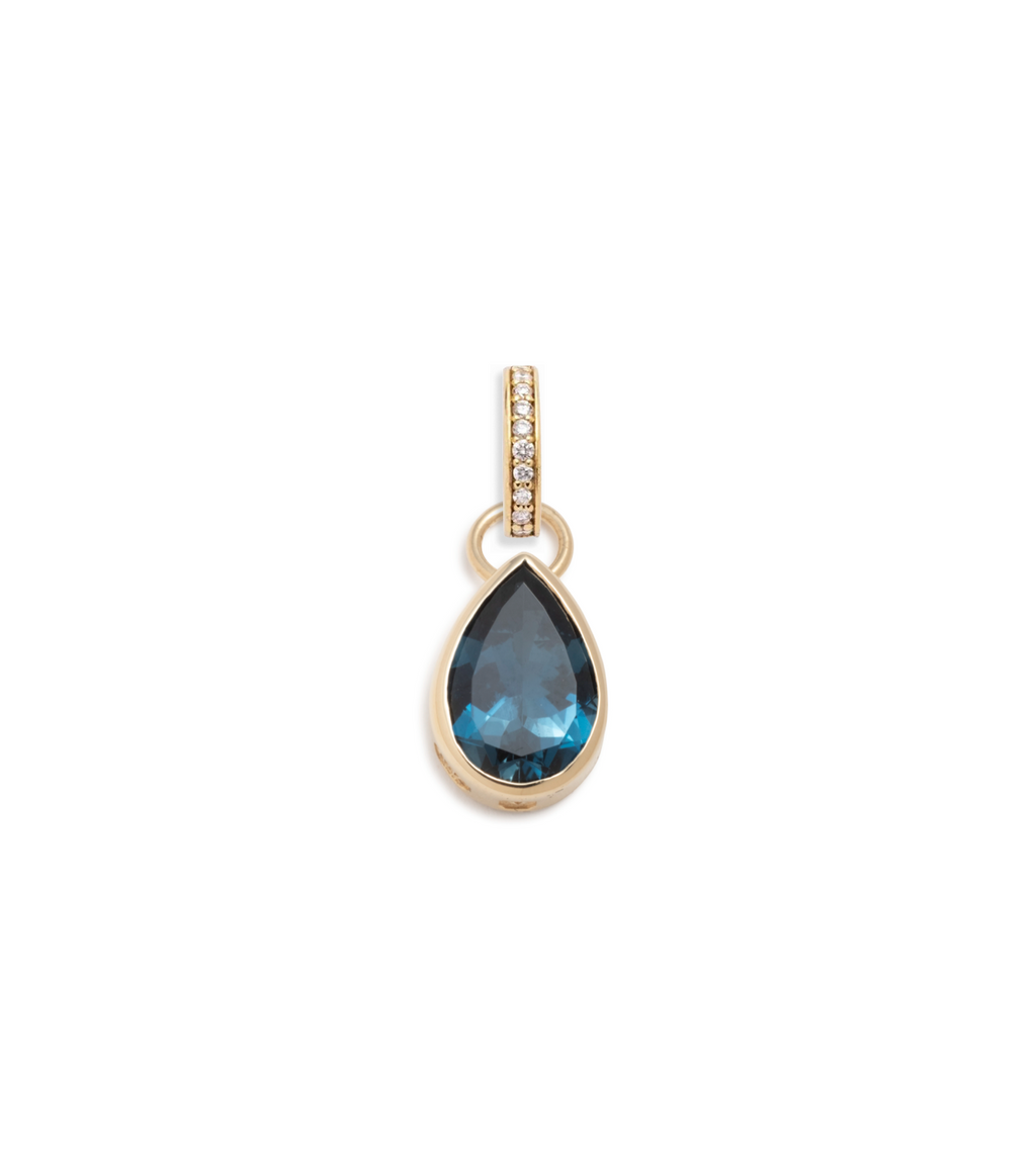 18K Yellow Gold Forever & Always a Pair - Love : 2.5ct London Blue Topaz Pear Pendant with Oval Pushgate – FoundRae