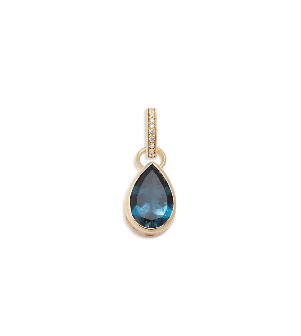 18K Yellow Gold Forever & Always a Pair - Love : 4.3ct London Blue Topaz Pear Pendant with Oval Pushgate – FoundRae