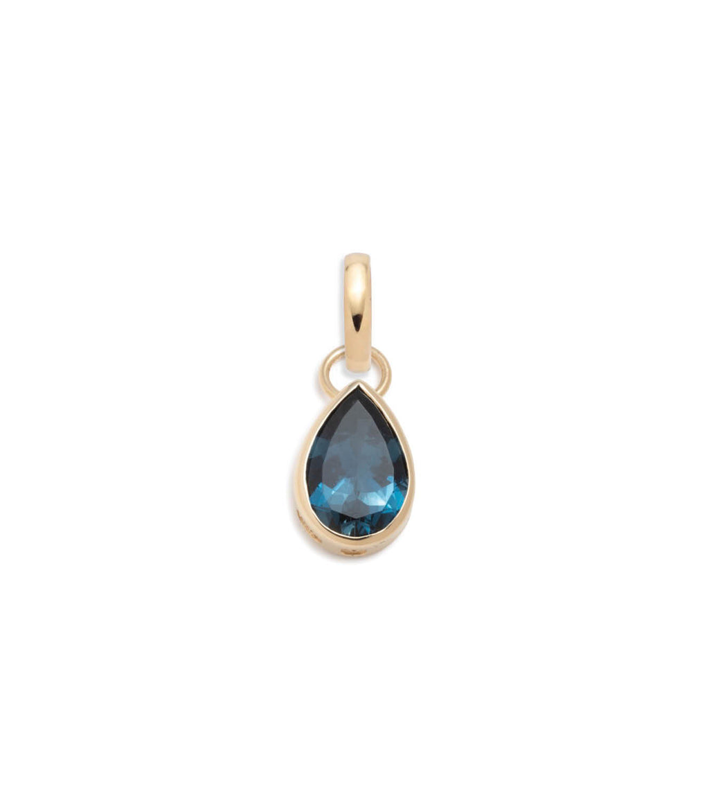 Forever & Always a Pair London Blue Topaz Pear Pendant : in Yellow Gold with an Annex Link view 1