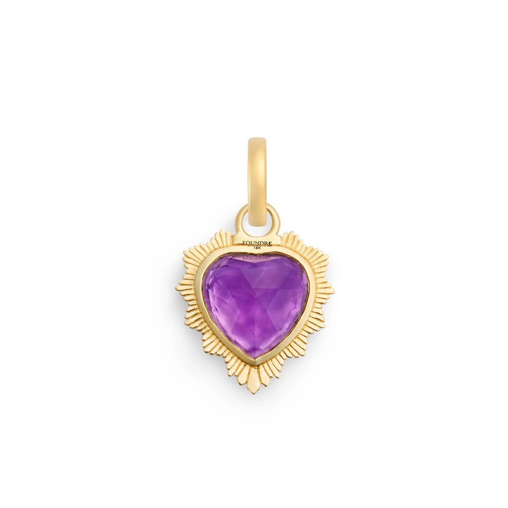 18K Yellow Gold True Love | Gemstone Heart Medallion | Amethyst, Yellow Gold – FoundRae view 4