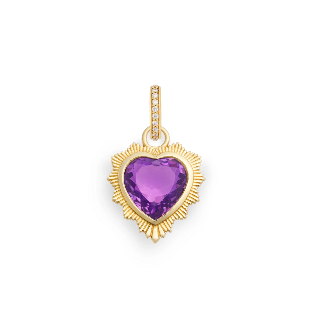 True Love | Gemstone Heart Medallion | Amethyst, Yellow Gold view 1