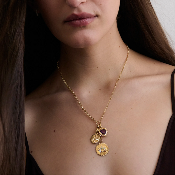True Love | Gemstone Heart Medallion | Amethyst, Yellow Gold