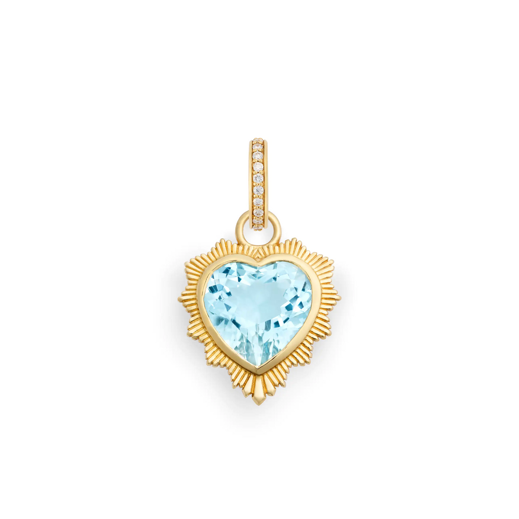 True Love | Gemstone Heart Medallion | Aquamarine, 18K Yellow Gold view 1