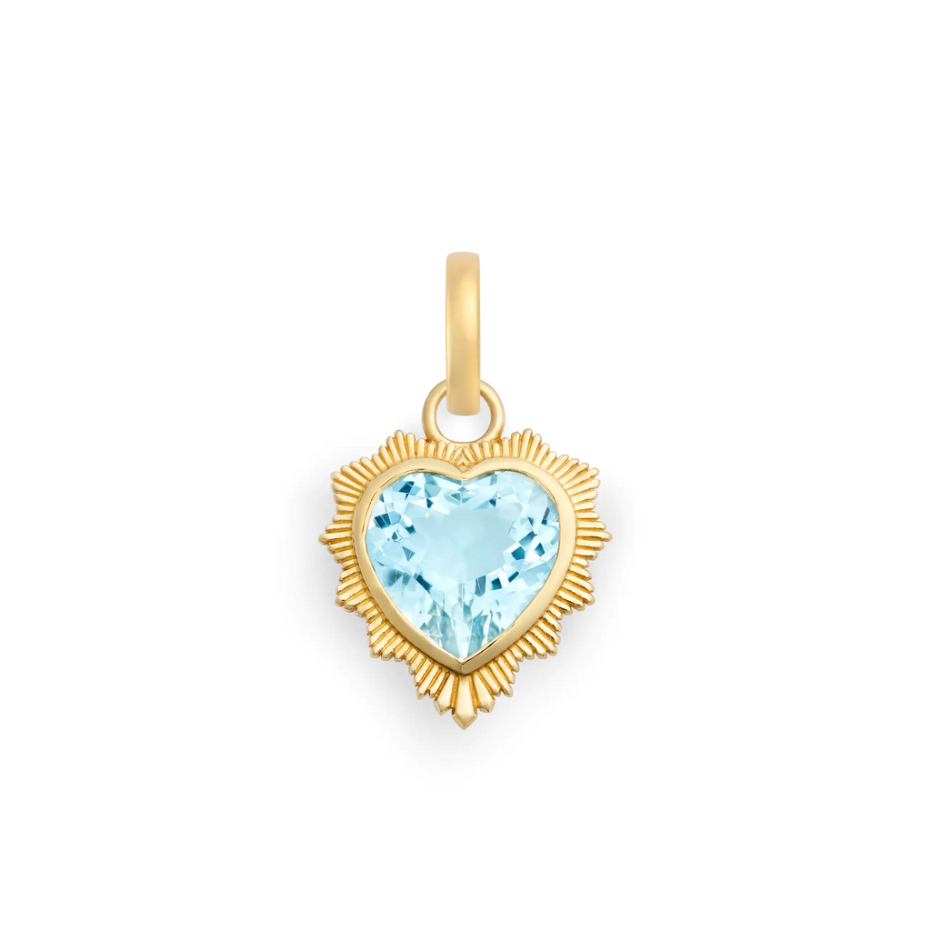 18K Yellow Gold True Love | Gemstone Heart Medallion | Aquamarine, 18K Yellow Gold – FoundRae view 3