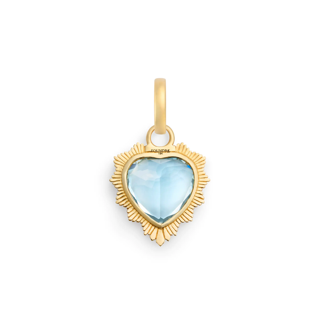 18K Yellow Gold True Love | Gemstone Heart Medallion | Aquamarine, 18K Yellow Gold – FoundRae view 5