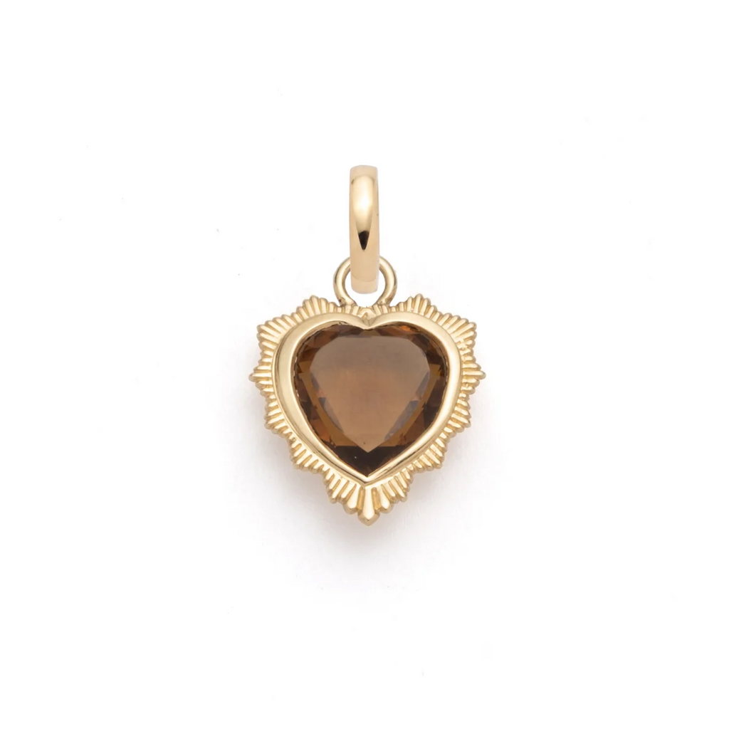 18K Yellow Gold Gemstone Heart - Love : Champagne Citrine Medallion with Annex Link – FoundRae view 3