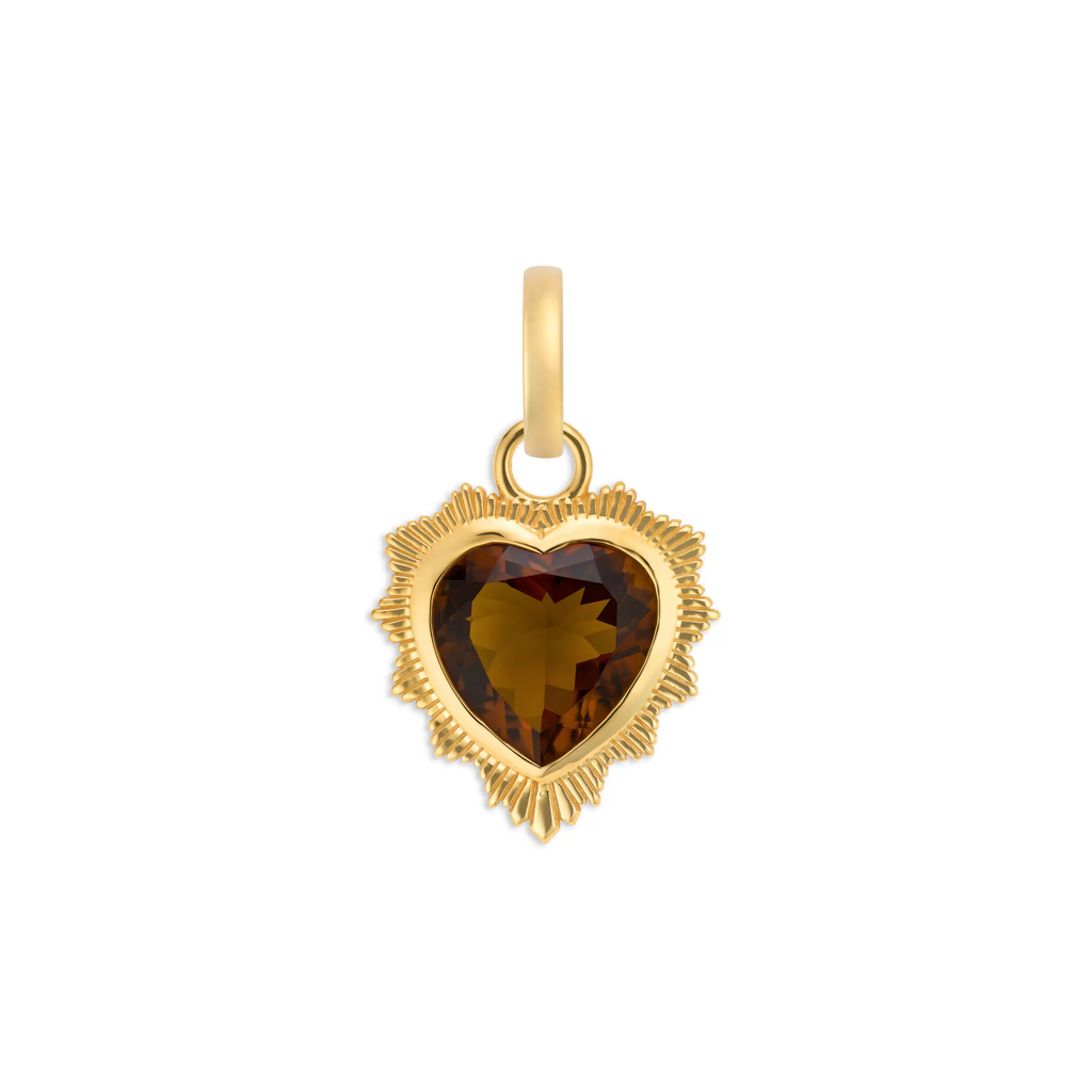 18K Yellow Gold True Love | Gemstone Heart Medallion | Champagne Citrine, 18K Yellow Gold – FoundRae view 3
