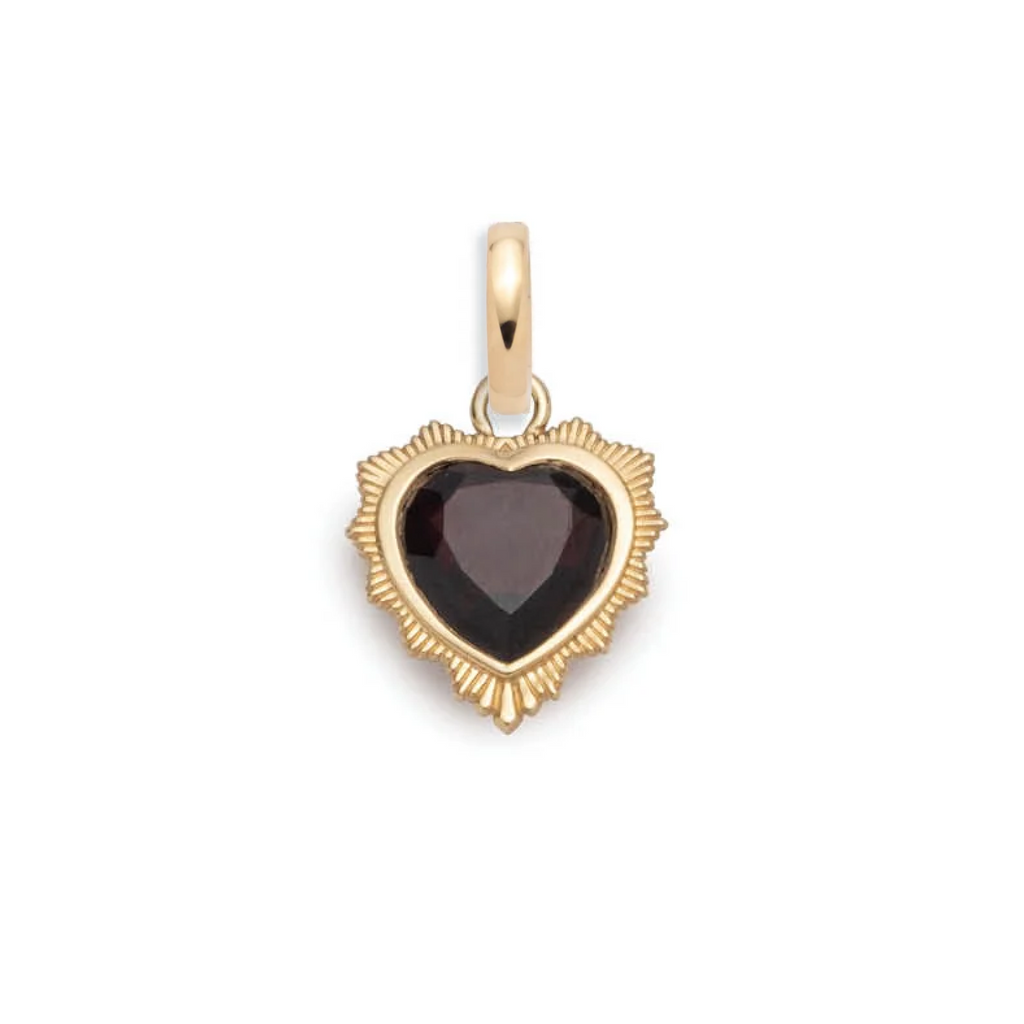 18K Yellow Gold Gemstone Heart - Love : Garnet Medallion with Annex Link – FoundRae view 3