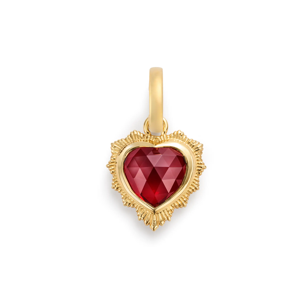 18K Yellow Gold True Love | Gemstone Heart Medallion | Garnet, 18K Yellow Gold – FoundRae view 4