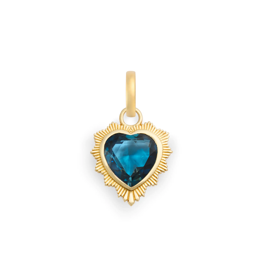 18K Yellow Gold True Love | Gemstone Heart Medallion | London Blue Topaz, 18K Yellow Gold – FoundRae view 3