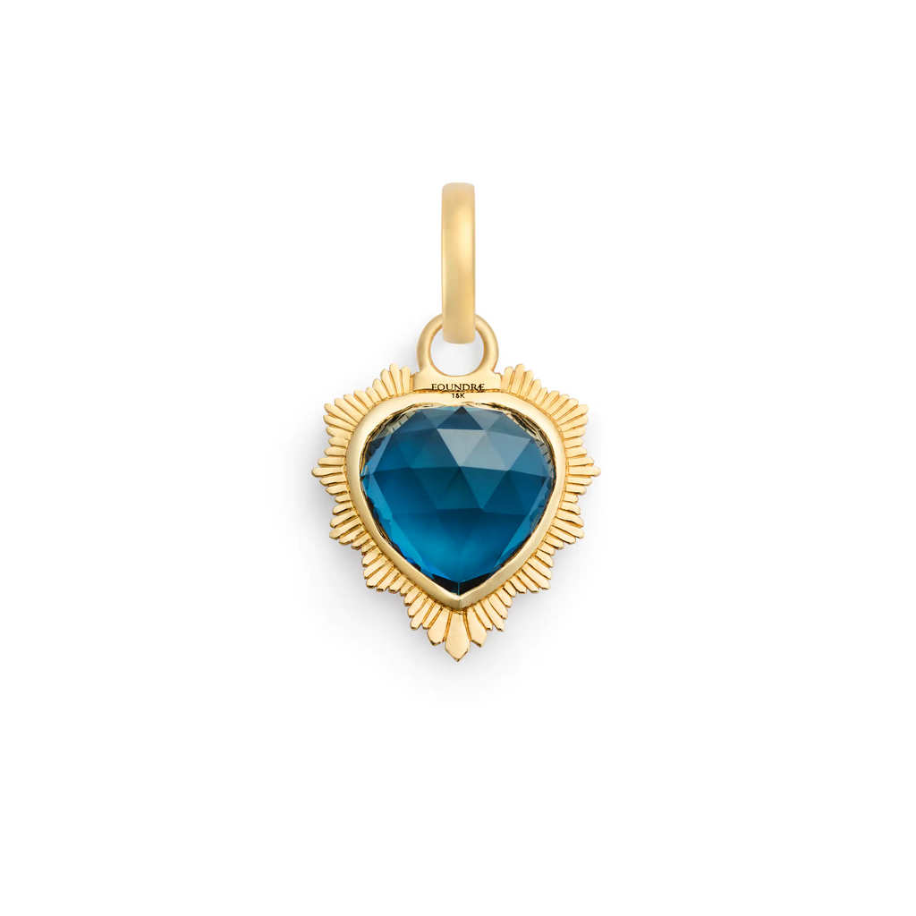 18K Yellow Gold True Love | Gemstone Heart Medallion | London Blue Topaz, 18K Yellow Gold – FoundRae view 5