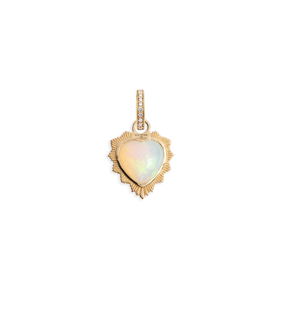 18K Yellow Gold Gemstone Heart - Love : Opal with Oval Pushgate – FoundRae