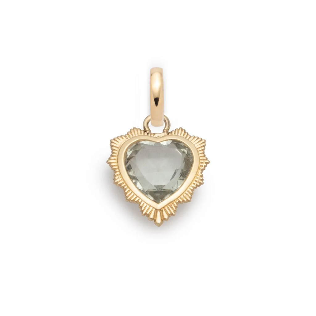 18K Yellow Gold Gemstone Heart - Love : Green Prasiolite Medallion with Annex Link – FoundRae view 3