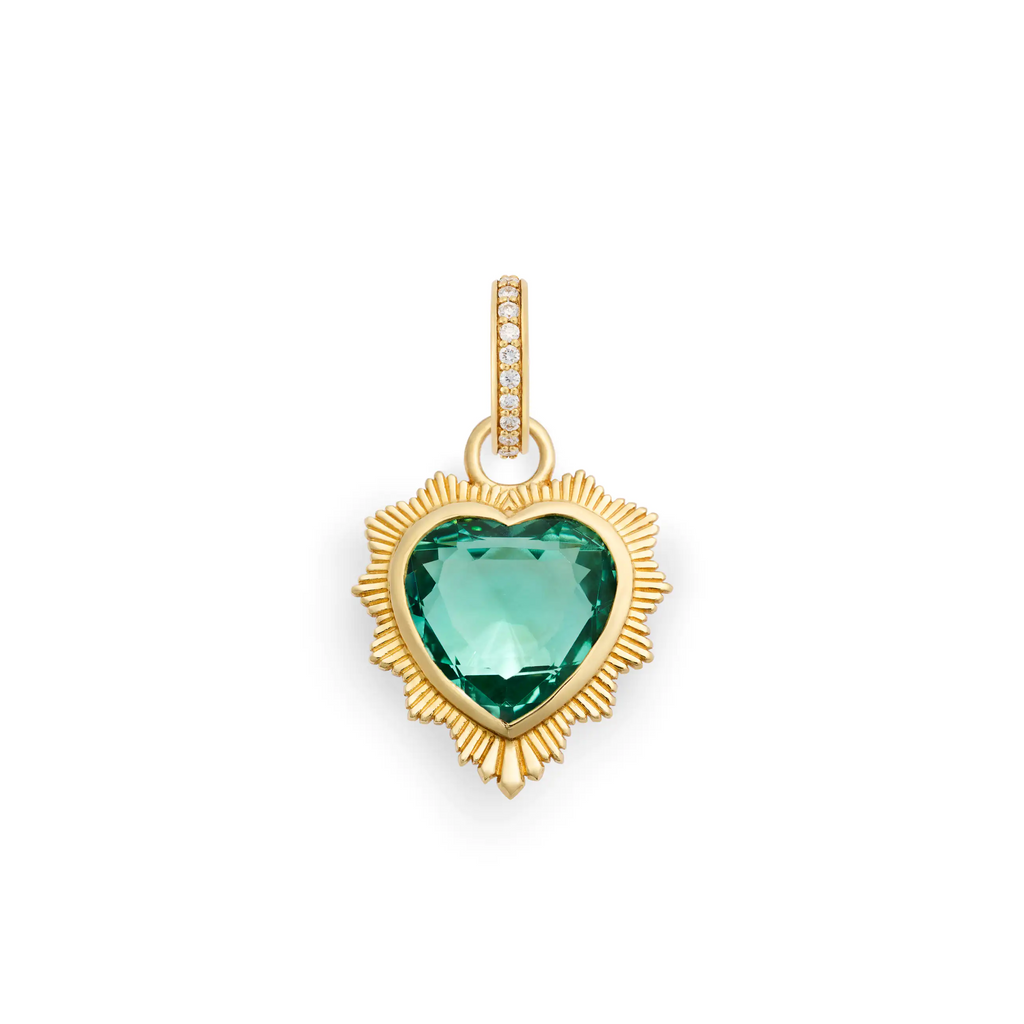 True Love | Gemstone Heart Medallion | Green Prasiolite, 18K Yellow Gold view 1