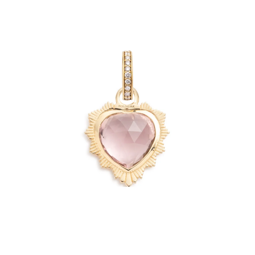 18K Yellow Gold Gemstone Heart - Love : Pink Tourmaline with Annex Link – FoundRae view 3