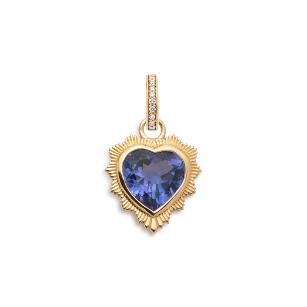 18K Yellow Gold Gemstone Heart - Love : Tanzanite with Annex Link – FoundRae view 3