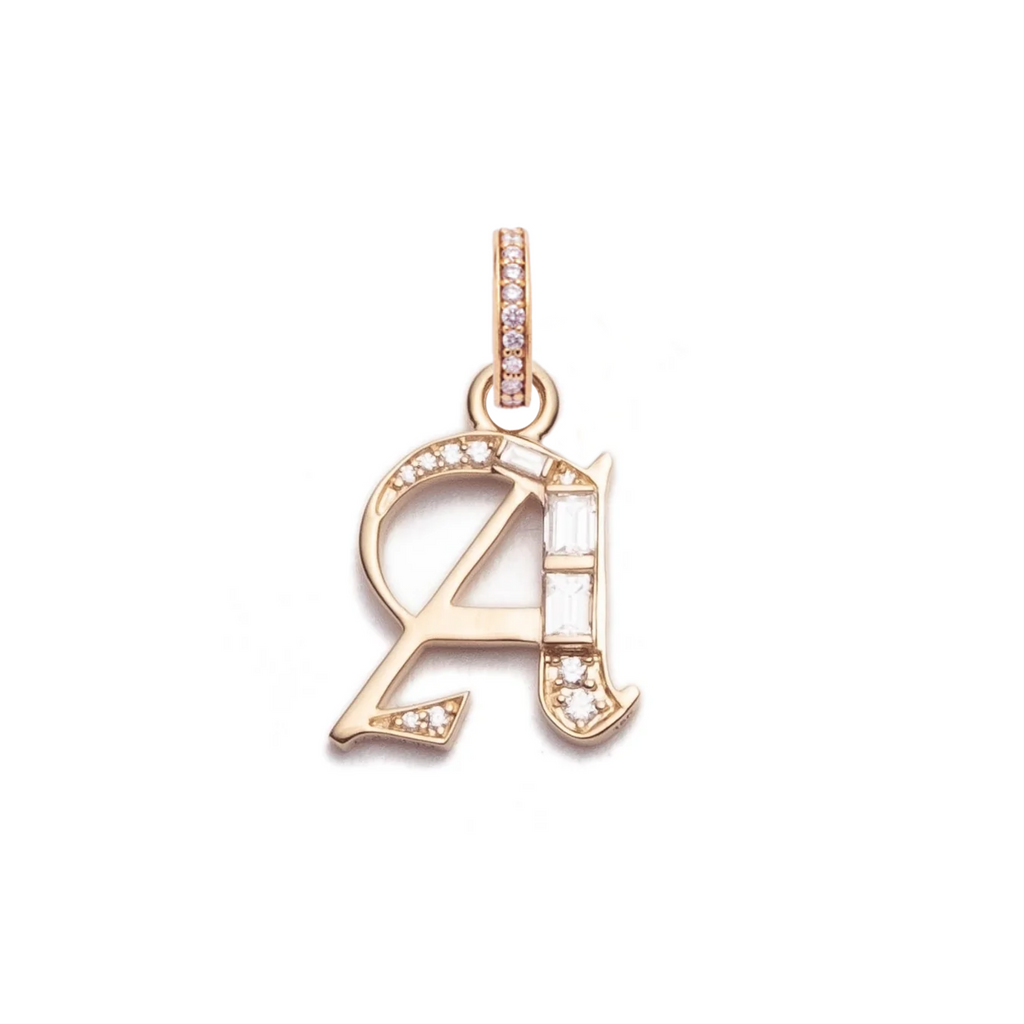 Initials & Numbers Diamond Initial : in Gold with Diamonds and an Annex Link – FoundRae view 4
