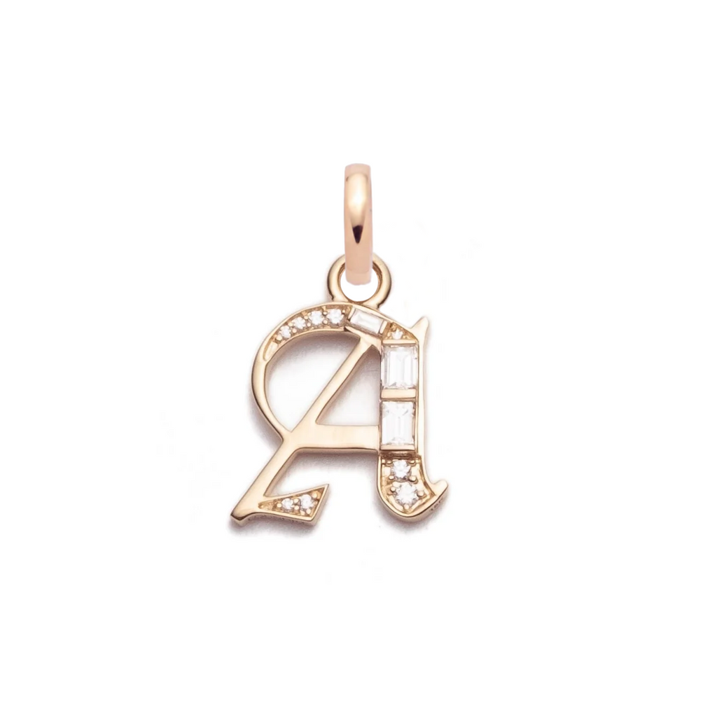 Initials & Numbers Diamond Initial : in Gold with Diamonds and an Annex Link – FoundRae view 5