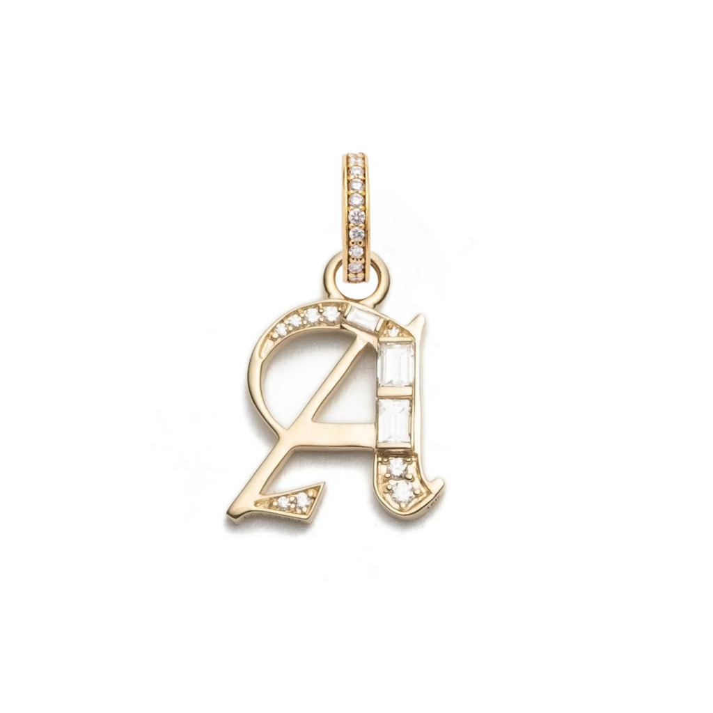 Initials & Numbers Diamond Initial : in Gold with Diamonds and an Annex Link – FoundRae view 2