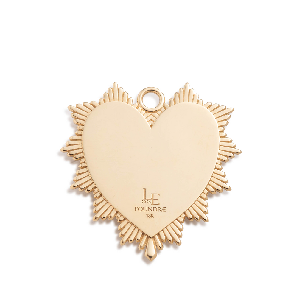 18K Yellow Gold Oversized Gemstone Heart Love Token Medallion : in Yellow Gold with Multi Pink Gemstones and an Annex Link – FoundRae view 3
