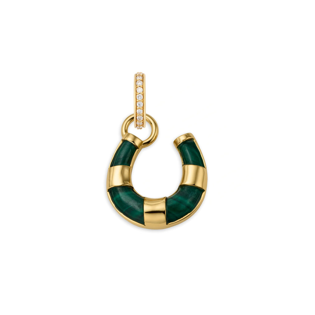 Protection | Horseshoe Miniature Pendant | Malachite, 18K Yellow Gold view 1