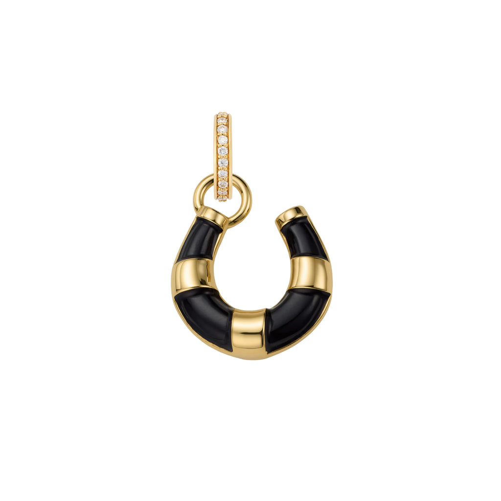Protection | Horseshoe Miniature Pendant | Onyx, 18K Yellow Gold view 1