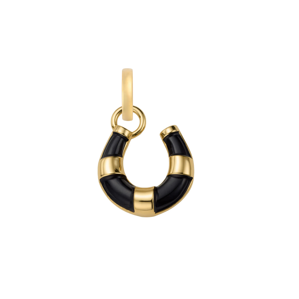 18K Yellow Gold Protection | Horseshoe Miniature Pendant | Onyx, 18K Yellow Gold – FoundRae view 3