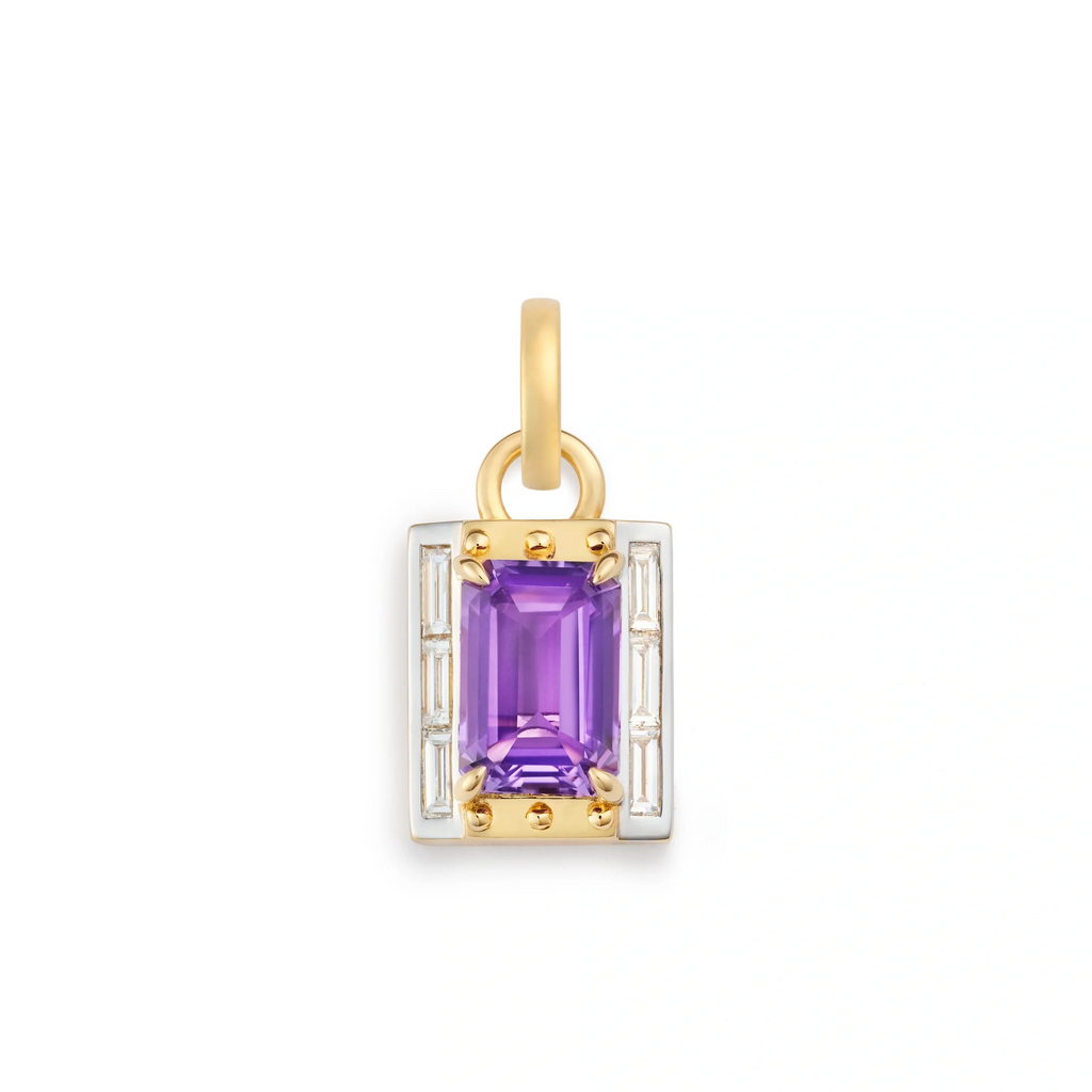 True Love | Lovestruck Pierced Cache Link Pendant | Amethyst, Diamonds, Yellow Gold view 1