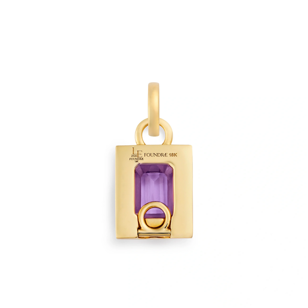 18K Yellow Gold True Love | Lovestruck Pierced Cache Link Pendant | Amethyst, Diamonds, Yellow Gold – FoundRae view 4