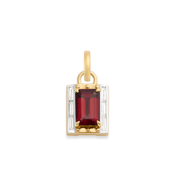 True Love | Lovestruck Pierced Cache Link Pendant | Garnet, Diamonds, 18K Yellow Gold