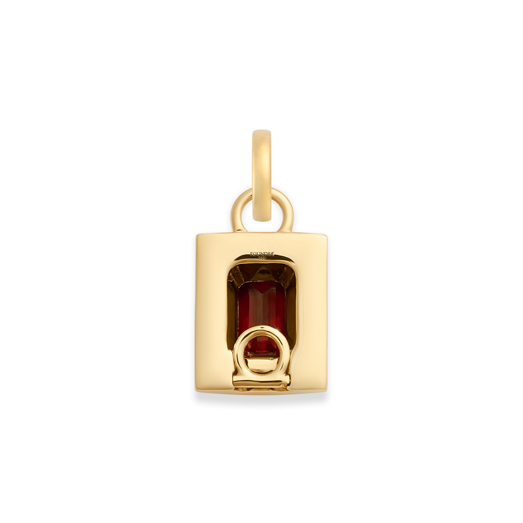 18K Yellow Gold True Love | Lovestruck Pierced Cache Link Pendant | Garnet, Diamonds, Yellow Gold – FoundRae view 4