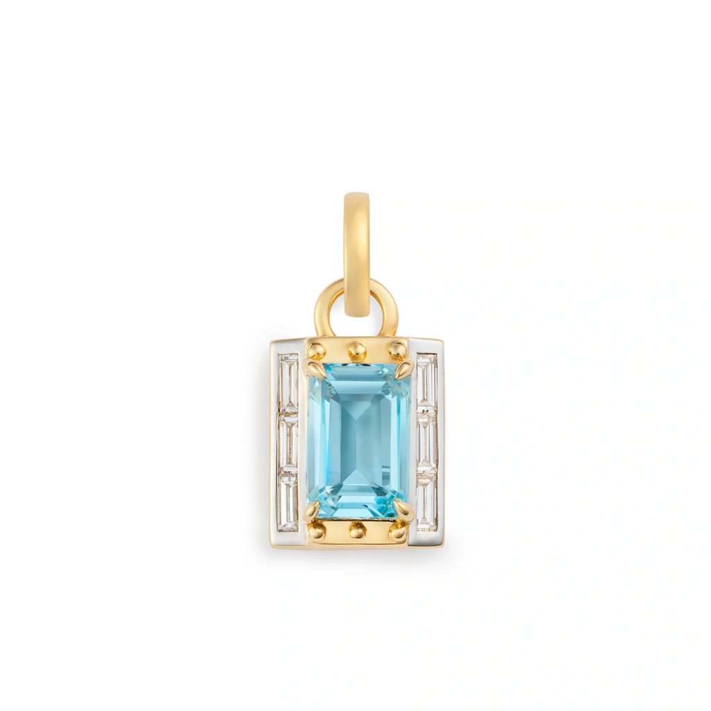 True Love | Lovestruck Pierced Cache Link Pendant | Sky Blue Topaz, Diamonds, Yellow Gold view 1