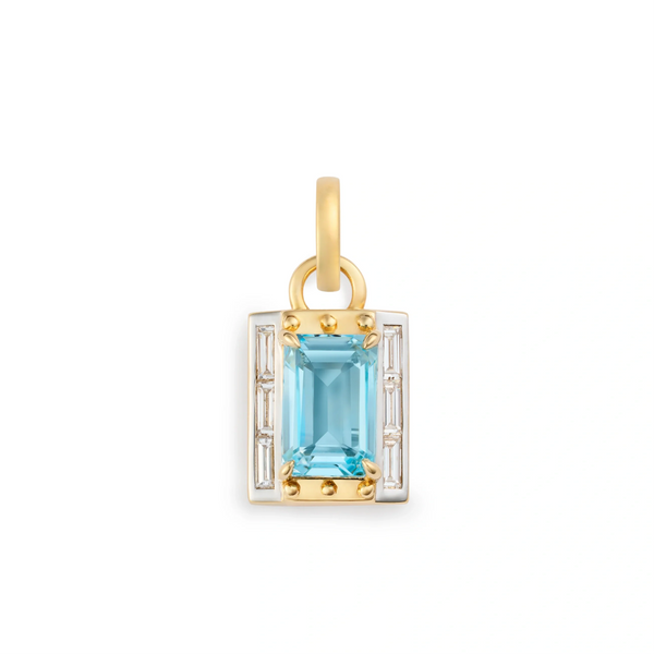 True Love | Lovestruck Pierced Cache Link Pendant | Sky Blue Topaz, Diamonds, Yellow Gold