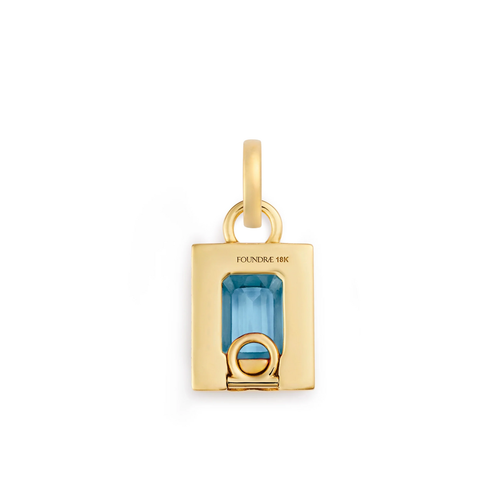 18K Yellow Gold True Love | Lovestruck Pierced Cache Link Pendant | Sky Blue Topaz, Diamonds, Yellow Gold – FoundRae view 4