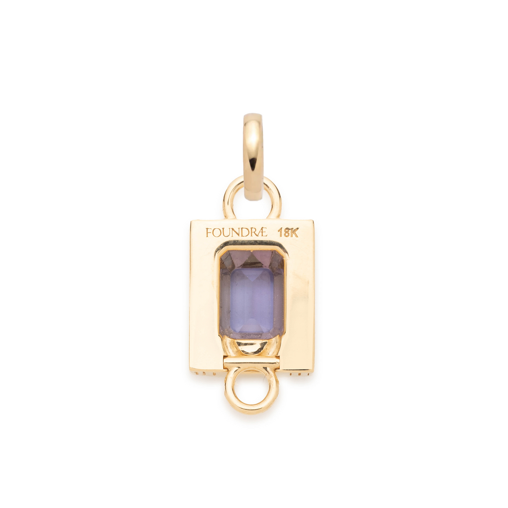 18K Yellow Gold Lovestruck Pierced Tanzanite Cache Link Pendant : in Yellow Gold with Baguette Diamonds and an Annex Link – FoundRae view 6