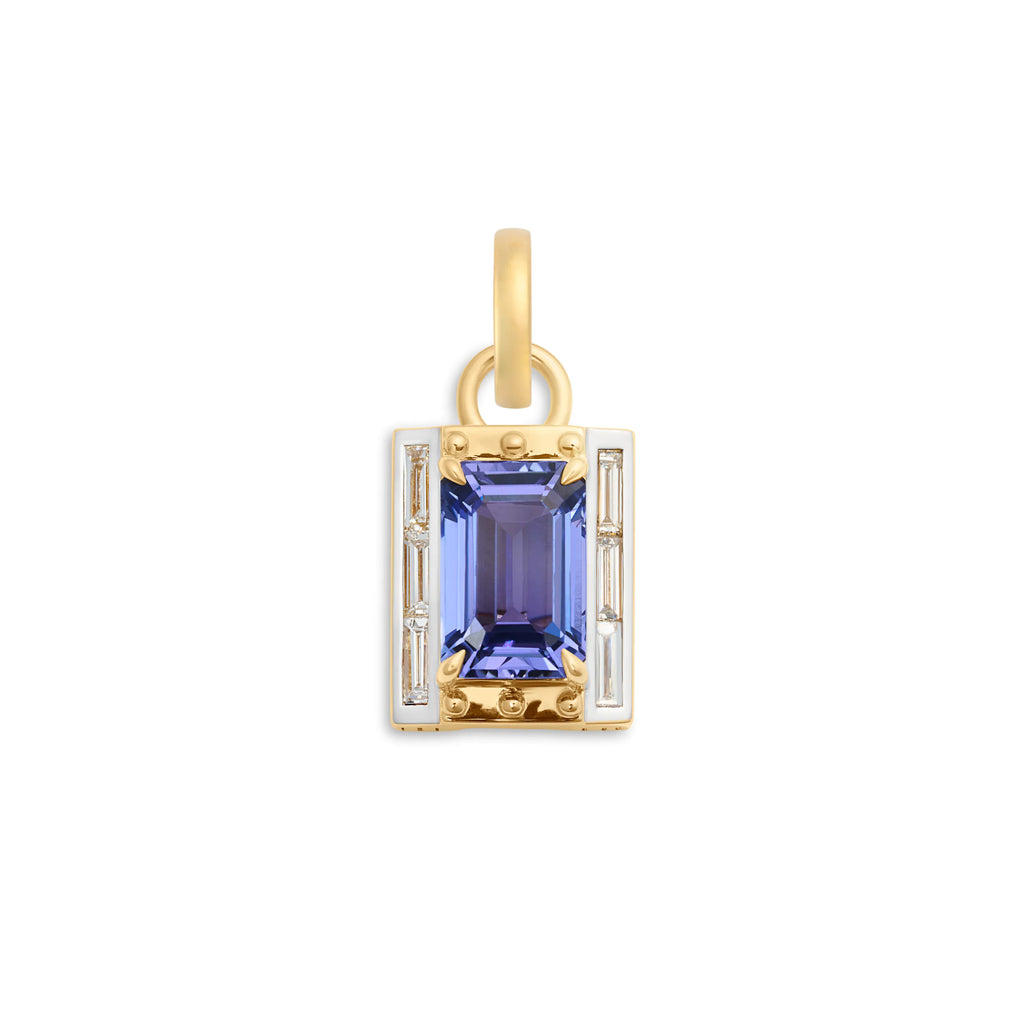 True Love | Lovestruck Pierced Cache Link Pendant | Tanzanite, Diamonds, 18K Yellow Gold view 1