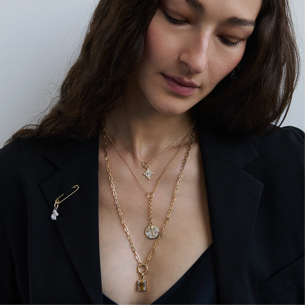 18K Yellow Gold True Love | Lovestruck Pierced Cache Link Pendant | Yellow Citrine, Diamonds, Yellow Gold – FoundRae view 5