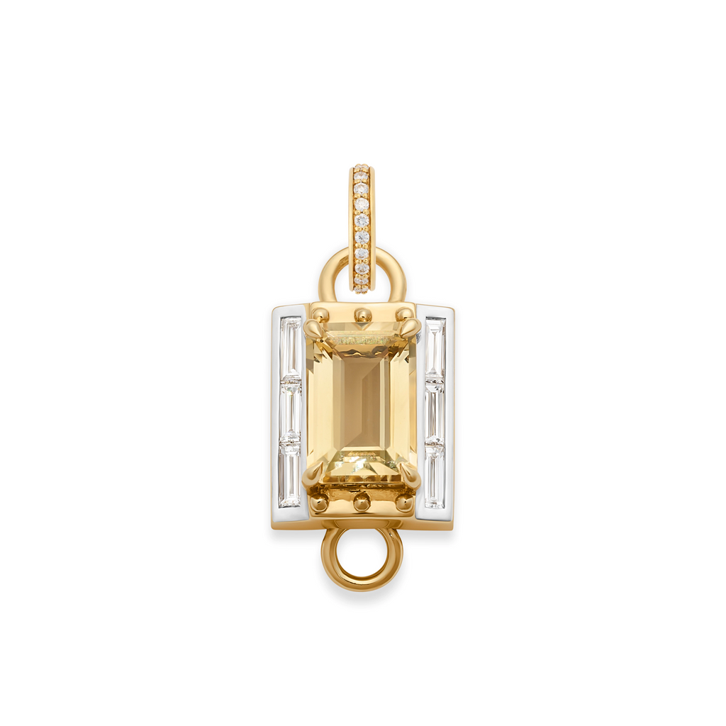 18K Yellow Gold True Love | Lovestruck Pierced Cache Link Pendant | Yellow Citrine, Diamonds, Yellow Gold – FoundRae view 3