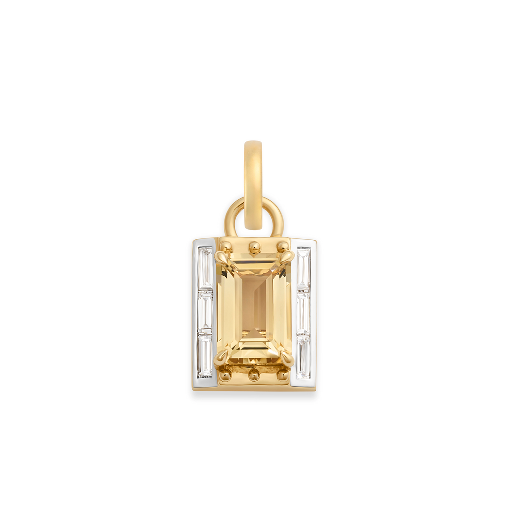 True Love | Lovestruck Pierced Cache Link Pendant | Yellow Citrine, Diamonds, Yellow Gold view 1