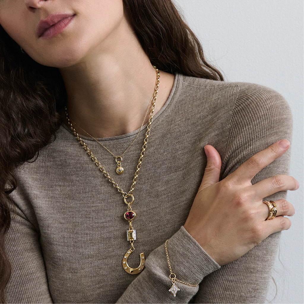 True Love | Lovestruck Pierced Cache Link Pendant | Yellow Citrine, Diamonds, Yellow Gold view 2