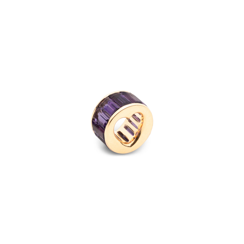 True Love Baguette Amethyst Heart Beat : in Yellow Gold view 1