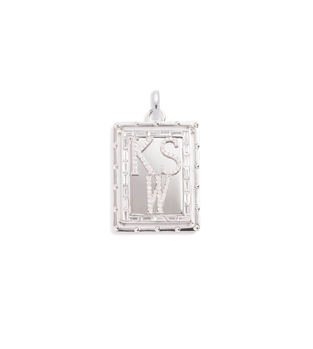 Lovestruck : White Gold Custom Initial Pierced Diamond Pendant with Annex Link view 1