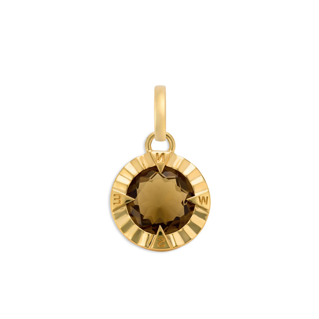 18K Yellow Gold Internal Compass | Gemstone Small Pendant | Champagne Citrine, 18K Yellow Gold – FoundRae view 3