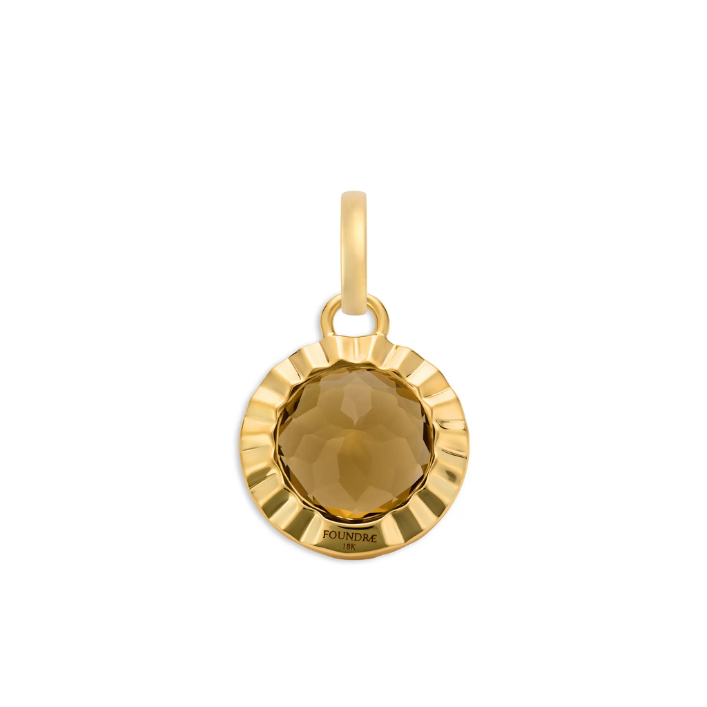 18K Yellow Gold Internal Compass | Gemstone Small Pendant | Champagne Citrine, 18K Yellow Gold – FoundRae view 4